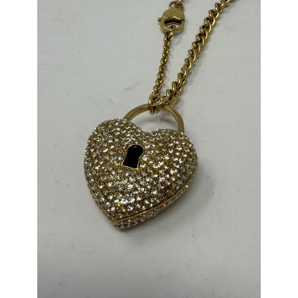 Juicy Couture Vintage Pave Crystal Heart Bag Charm Key Chain Rhinestone Puffy Lg